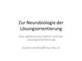 Zur Neurobiologie der Lösungsorientierung