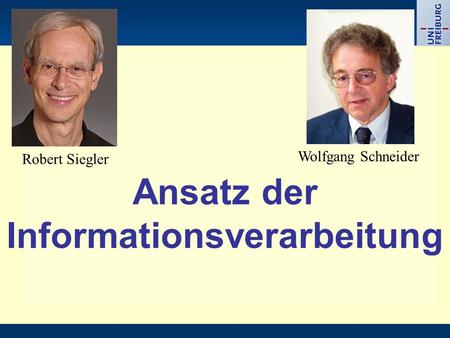 Ansatz der Informationsverarbeitung Wolfgang Schneider Robert Siegler.