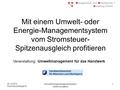 22.10.2013 Fred Pausenberger © Umwelt/Energiemanagementsystem - Spitzenausgleich 1 Energieeinsatz Mit einem Umwelt- oder Energie-Managementsystem vom Stromsteuer-