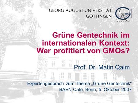 Grüne Gentechnik im internationalen Kontext: Wer profitiert von GMOs?