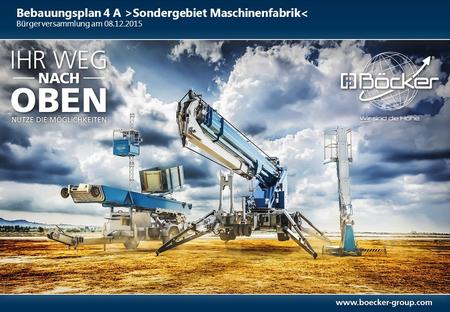 Bebauungsplan 4 A >Sondergebiet Maschinenfabrik< Bürgerversammlung am 08.12.2015.
