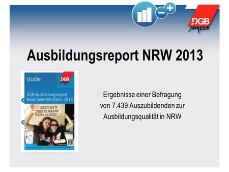 Ausbildungsreport NRW 2013 Ergebnisse einer Befragung von 7.439 Auszubildenden zur Ausbildungsqualität in NRW.