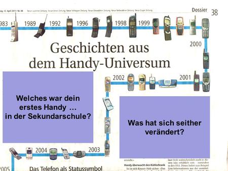 Welches war dein erstes Handy … in der Sekundarschule? Was hat sich seither verändert?