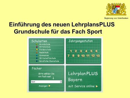 Regierung von Unterfranken Einführung des neuen LehrplansPLUS Grundschule für das Fach Sport.