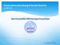 Generalversammlung Interski Austria 25. Mai 2016 Servicestelle Wintersportwochen Dr. Martin Molecz.