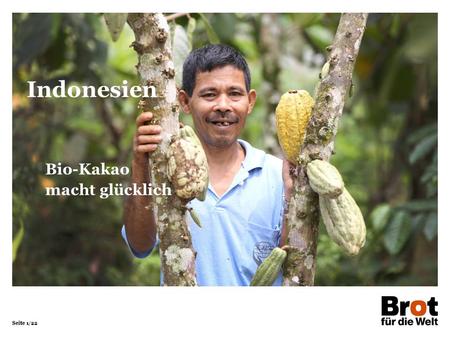 Seite 1/22 Bio-Kakao macht glücklich Indonesien. Seite 2/22 Indonesien IndonesienDeutschland Fläche in km²1.904.569357.121 Bevölkerung in Millionen 25680,8.