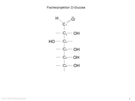 Autor: Peter Maisenbacher 1 C OH HO OH O H Fischerprojektion D-Glucose 1 2 3 4 5 6.