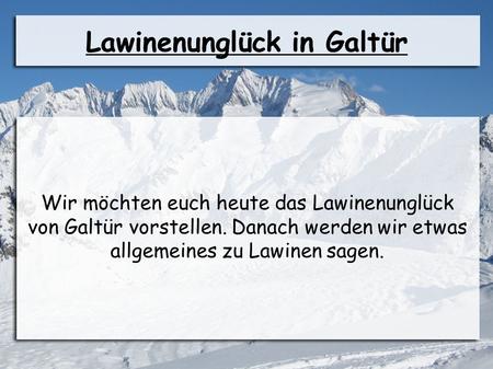 Lawinenunglück in Galtür