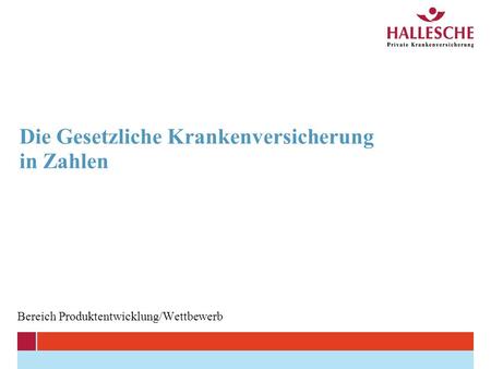 Die Gesetzliche Krankenversicherung in Zahlen Bereich Produktentwicklung/Wettbewerb.