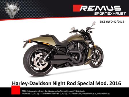 Harley-Davidson Night Rod Special Mod. 2016 BIKE INFO 42/2015.