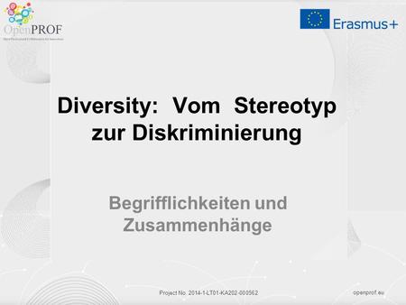 Openprof.eu Project No LT01-KA Diversity: Vom Stereotyp zur Diskriminierung Begrifflichkeiten und Zusammenhänge.