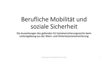 Berufliche Mobilität und soziale Sicherheit