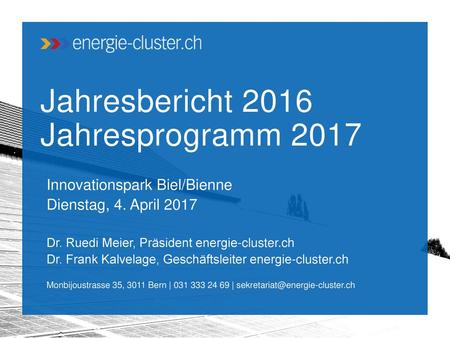 Jahresbericht 2016 Jahresprogramm 2017