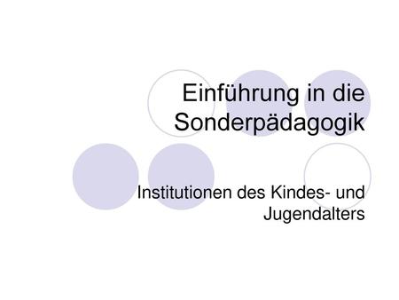 Einführung in die Sonderpädagogik