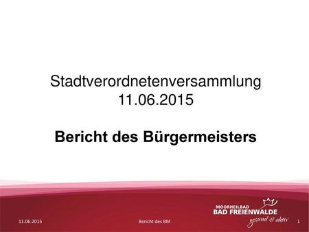 Bericht des Bürgermeisters