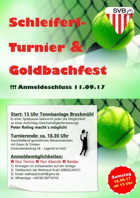 Schleiferl-Turnier & Goldbachfest !!! Anmeldeschluss