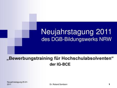 Neujahrstagung 2011 des DGB-Bildungswerks NRW