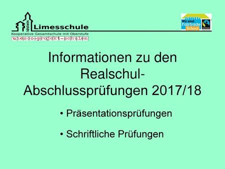 Informationen zu den Realschul-Abschlussprüfungen 2017/18