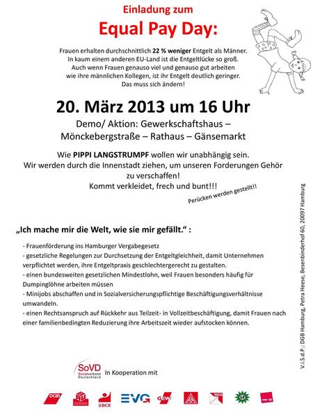 Equal Pay Day: 20. März 2013 um 16 Uhr Einladung zum