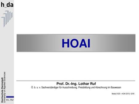 HOAI Prof. Dr.-Ing. Lothar Ruf