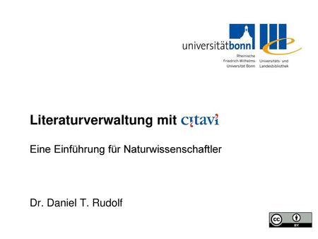 Vorwort Der folgende Kurs baut auf dem Skript zum Kurs Literaturverwaltung mit Citavi – Basiskurs der Universitätsbibliothek der Technischen Universität.
