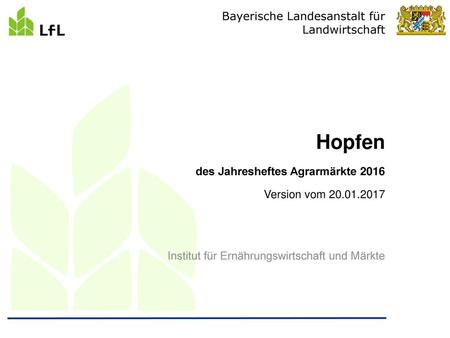 des Jahresheftes Agrarmärkte 2016