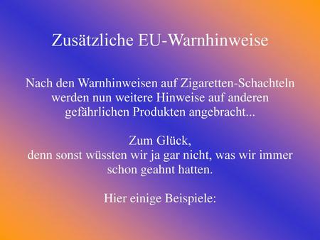 Zusätzliche EU-Warnhinweise