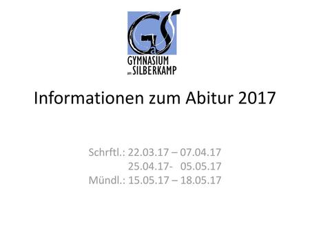 Informationen zum Abitur 2017