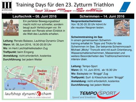 Training Days für den 23. Zytturm Triathlon