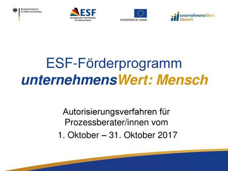ESF-Förderprogramm unternehmensWert: Mensch