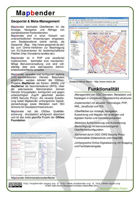 Mapbender Funktionalität Geoportal & Meta-Management