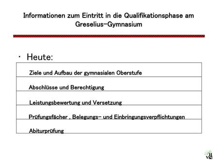 Heute: Ziele und Aufbau der gymnasialen Oberstufe