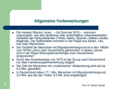Allgemeine Vorbemerkungen