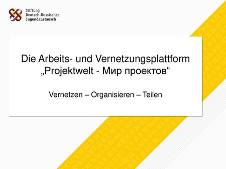 Die Arbeits- und Vernetzungsplattform „Projektwelt - Мир проектов“
