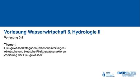 Vorlesung Wasserwirtschaft & Hydrologie II
