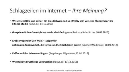 Schlagzeilen im Internet – Ihre Meinung?
