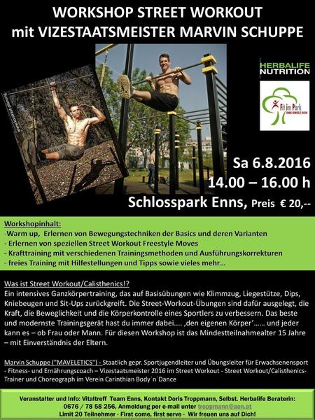 WORKSHOP STREET WORKOUT mit VIZESTAATSMEISTER MARVIN SCHUPPE