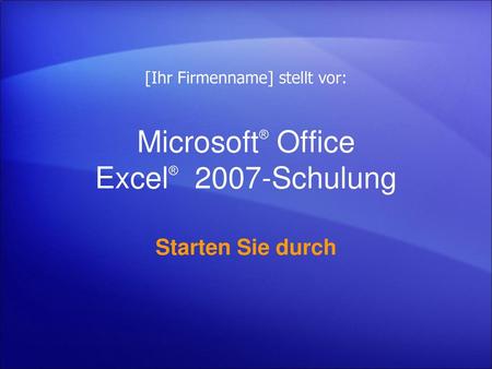 Microsoft® Office Excel® 2007-Schulung