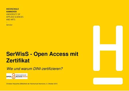 SerWisS - Open Access mit Zertifikat