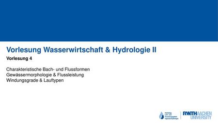 Vorlesung Wasserwirtschaft & Hydrologie II