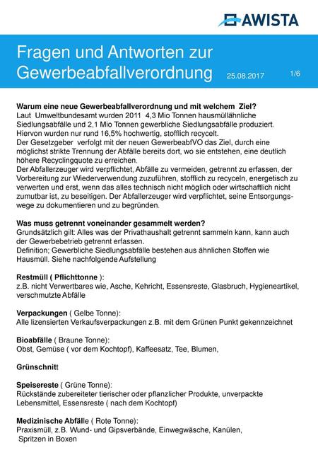 Fragen und Antworten zur Gewerbeabfallverordnung