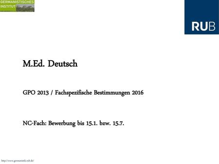 M.Ed. Deutsch GPO 2013 / Fachspezifische Bestimmungen 2016