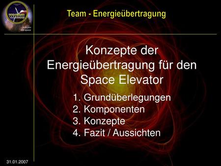 Konzepte der Energieübertragung für den Space Elevator