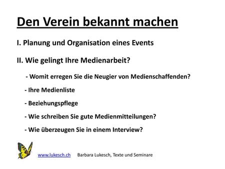 Den Verein bekannt machen