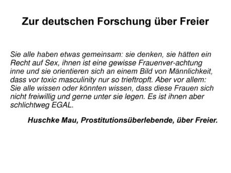 Zur deutschen Forschung über Freier