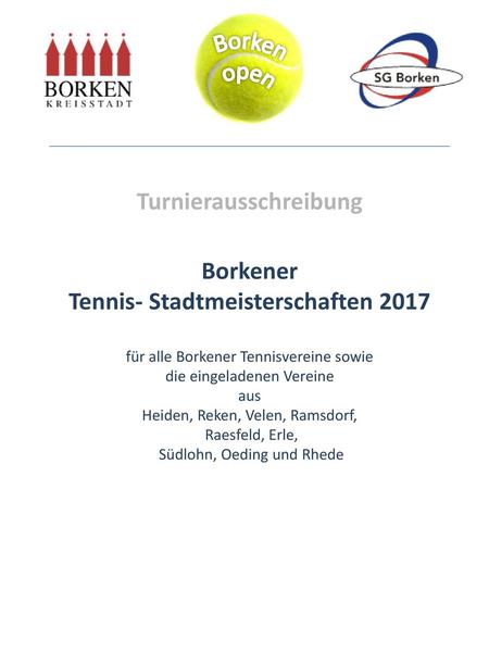 Turnierausschreibung Borkener Tennis- Stadtmeisterschaften 2017