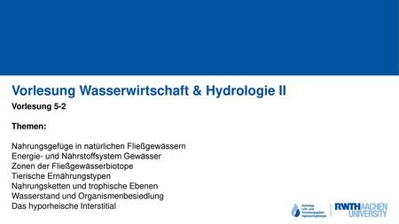 Vorlesung Wasserwirtschaft & Hydrologie II