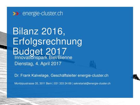 Bilanz 2016, Erfolgsrechnung Budget 2017