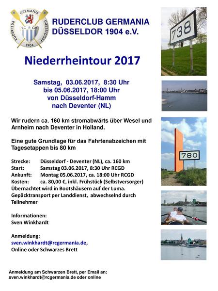 Niederrheintour 2017 RUDERCLUB GERMANIA DÜSSELDOR 1904 e.V.