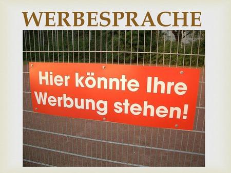 WERBESPRACHE.